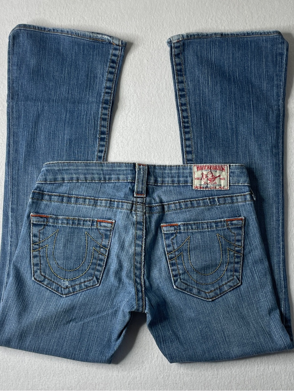True Religion Jeans Womens 27 Low Rise Bootcut Medium Wash Denim Indie Party Y2K